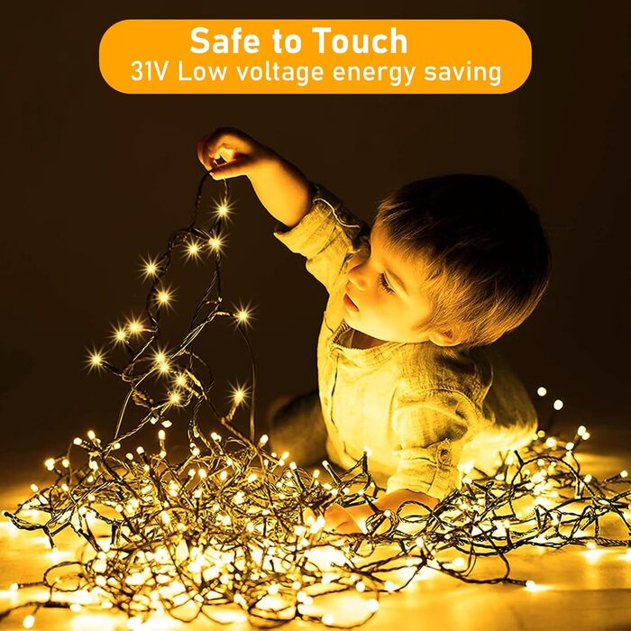 LED гірлянда на батарейках для дому та вулиці, 100 LED, з пультом, таймером, IP65, 25м, тепле світло