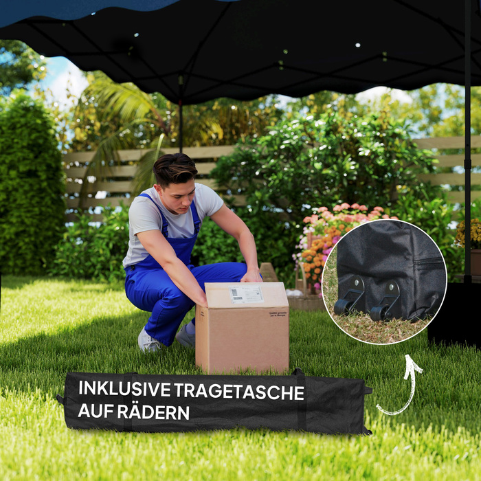 Outsunny Gazebo approx. 3x3m, water-resistant, stable, winter-proof, pop-up folding gazebo with UV protection 50+, foldable party tent, garden tent with carry bag, garden gazebo for camping and garden, Dark Blue | Aosom