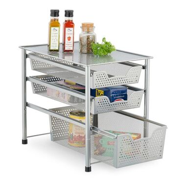 Relaxdays Drawer Unit with 3 Basket Pull-outs