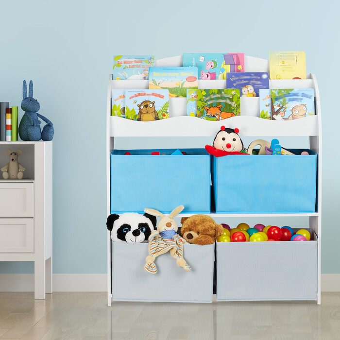 Relaxdays Children's Shelf with 4 Fabric Boxes
