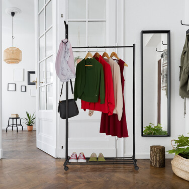 Relaxdays Black Wardrobe with Wheels