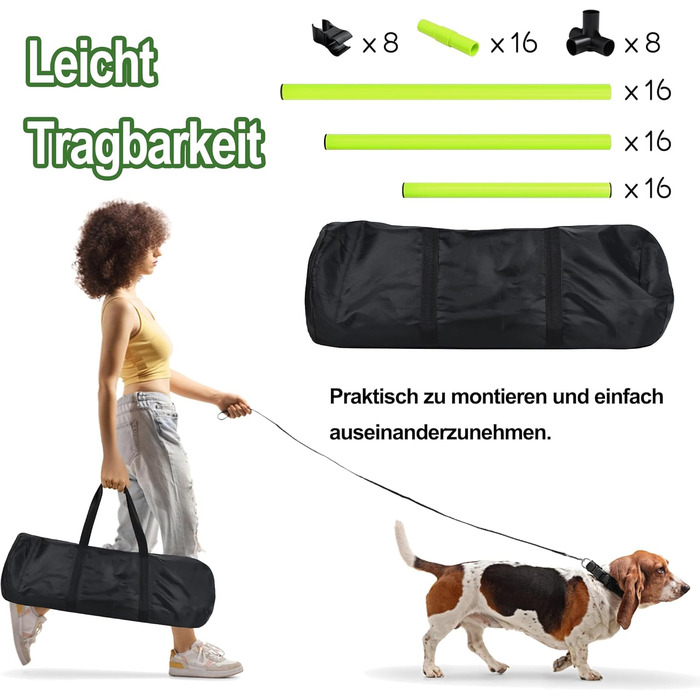 Набір для аджиліті для собак Grün 4X: Слаштом, регульована висота, 104x70x101 см