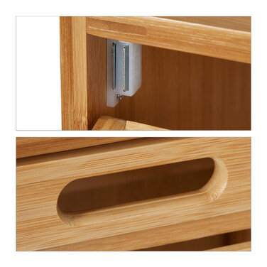 Relaxdays Laundry Cabinet with Bamboo Laundry Basket