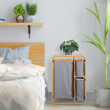 Relaxdays Laundry Basket Shelf Bamboo