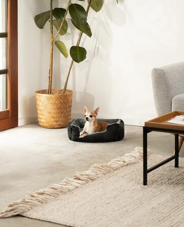 Килимок для собак Lionto з двостороннім подушками та антиковзним дном, міцний лежак для домашніх тварин з глибоким входом, 50x37 см, м'який лежак для собак, чорний/сірий L 50 x W 37 x H 17 см чорний/сірий