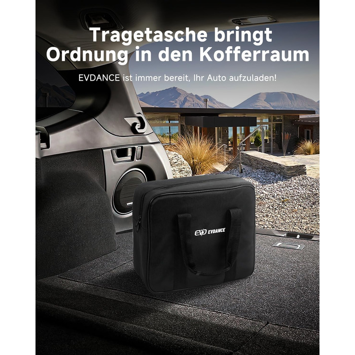 Кабель для зарядки електромобіля Type 2 Schuko 3.68kW (1-фазний, 6.1м, 6-16A) з таймером затримки 0-12 годин, для електромобілів та гібридів (PHEV/EV), чорний