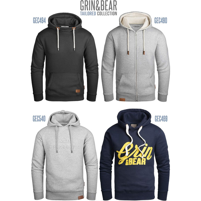 Чоловічий худі-світшот Grin&Bear Pullover GEC494, сірий меланж, розмір L