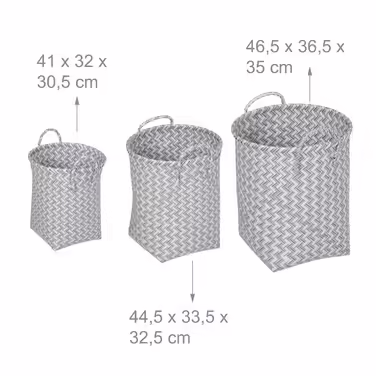 Relaxdays Woven Laundry Basket 3-Piece Set