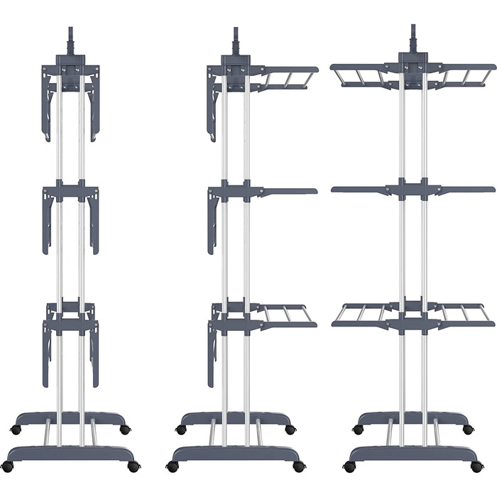 HOMIDEC Clothes Drying Rack Clothes Dryer Tower with Wheels, Space-Saving - with 6 Folding Wings and 2 Swivel Side Wings, Stainless Steel Standing Dryer Clothes Tower for Indoor and Outdoor Use, Grey Grey XL