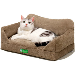 MEWOOFUN Cat Cave Cat Bed for Indoor Cats, Cute Kitten Bed Pet Sofa with Removable, Washable Cover and Anti-Slip Bottom for Small Dogs (White, ) (S, Brown)