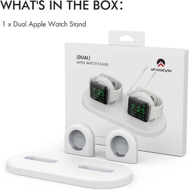 Док-станція AHASTYLE для 2 Apple Watch: Silikon, сумісна з Ultra 3, Ultra 2, Ultra, SE3, SE2, SE, Series 11, 10, 9, 8, 7, 6, 5, 4, 3, 2, 1 (49/46/45/44/42/41/40/38mm)