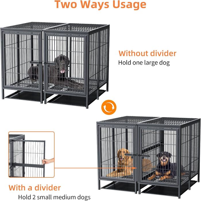 Кіяж для собак BingoPaw XXXL: міцна переносна клітка-вольєр для великих собак, 130x100x100 см, з подвійним доступом та піддоном