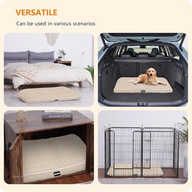 Ортопедичний лежак для собак, двоярусний килимок для собак, зручний лежак для собак, знімний кошик для собак, 90 см для собак маленьких та середніх порід (105 x 69 x 12 см, бежевий)