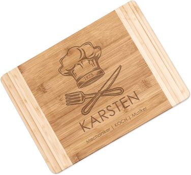 Maverton Bamboo Cutting Board with Engraving - Serving Board - Bread and Cheese Board, Solid Wood - Christmas Gifts - Size: 35x25 cm - Cutting Board for Men - for Birthdays - for Christmas - Chef
