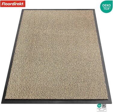 Килимок для підлоги Floordirekt Rhine - миючий, з високою зносостійкістю, з антиковзним покриттям - килимок для вхідної зони (Sparrow), кольор Ocher-black (Meliert), 80 x 120 см