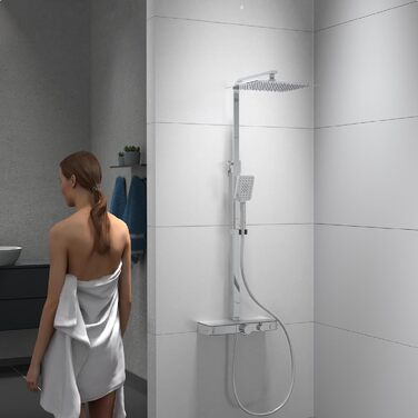 SCHÜTTE Hand Shower SAMOA RAIN | Jet Stream Technology | Showerhead with over 300 nozzles | 3 adjustable spray patterns | Anti-limescale showerhead for the shower | White (Chrome/White)