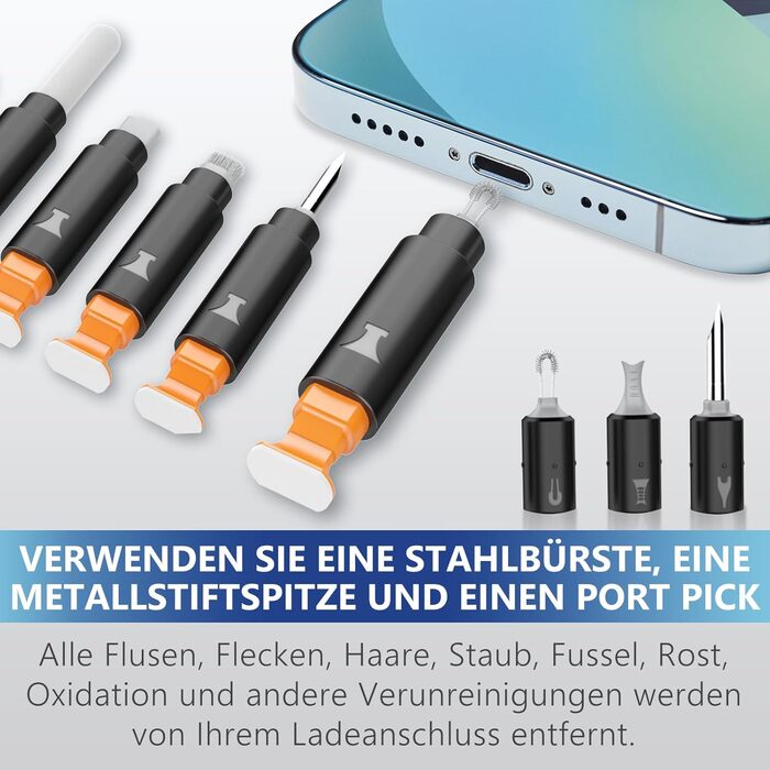 Набір для чищення iPhone та смартфонів: лінійний роз'єм, навушники, динаміки. Інструменти для ремонту iPad Pro, Lightning-кабель чорного кольору