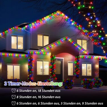 Льо́хтова́ гірля́нда JXLEDAYY для зовні́шнього викори́стання, 36 метрів, 1200 LED, 8 режимів, таймер, пульт дистанційного керування, водонепроникна, для балкона, двору, саду, вечірки, весілля (тепле біле світло)