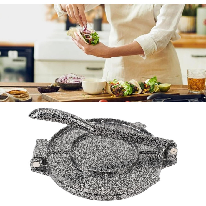 Пресс для тортилій Fockety, 16 см, з алюмінієвого сплаву, для приготування млинців, роті, тако, прес для тіста для дому