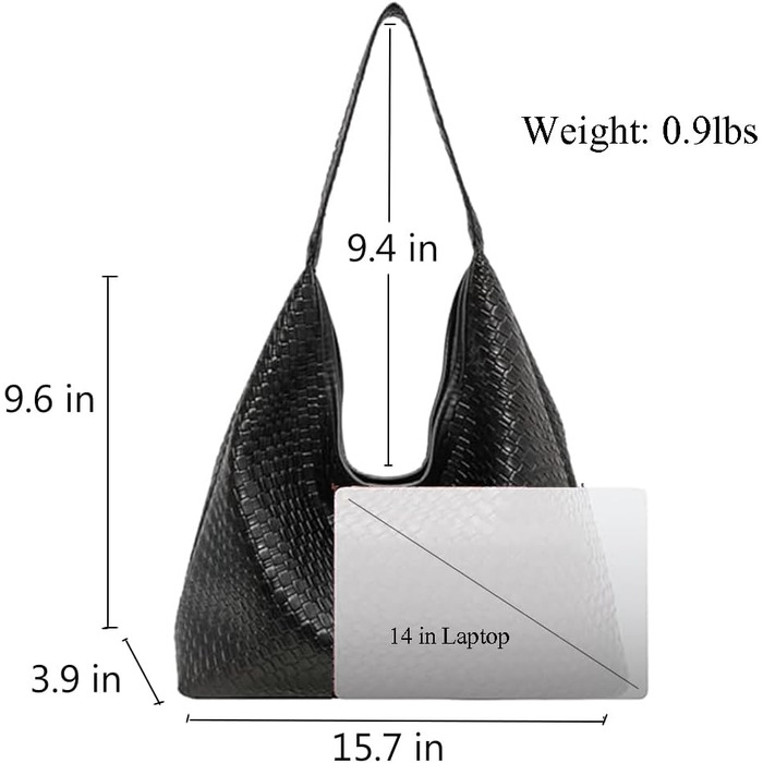 Жіноча сумка-хобо з екошкіри чорного кольору, великої місткості, плечова сумка з ручкою