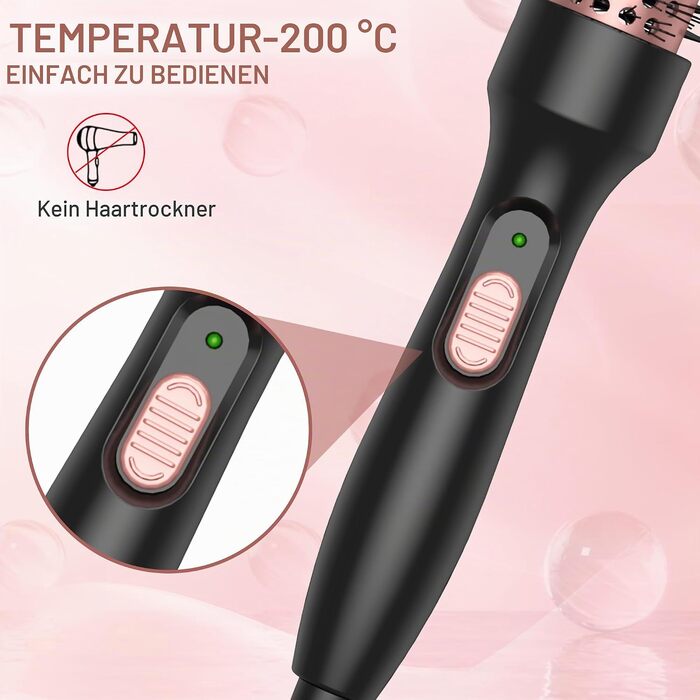 Мультистайлер для волосся 6 в 1 UKLISS Air Styler Set: фен-щітка, насадки для завивки та випрямлення, дифузор, LCD-дисплей, 1000 Вт (жовто-чорний)