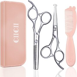 Професійний набір ножиць для стрижки волосся CIICII (6.7 дюймів) - ножиці для стрижки та прорізання волосся, бороди, догляду за волоссям для чоловіків, жінок, домашніх тварин, салонів краси. (Чорний, Срібло)