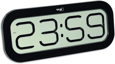 TFA Dostmann Digital Wall Clock with Hourly Chime Bim Bam, 60.4514.02, Radio-Controlled Clock with 5 Different Hourly Chimes (Big Ben, Bird, Cuckoo, Bells, Singing Bowl), Alarm Function, LED Display, white (Black)