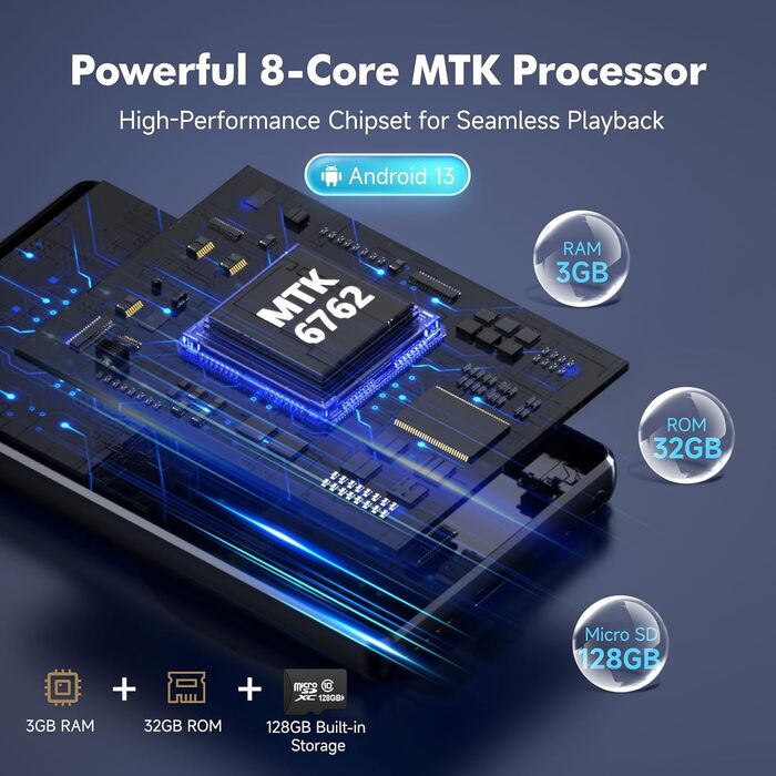 MP3 плеєр 163GB з Bluetooth, Spotify, WiFi, сенсорним екраном 4.5