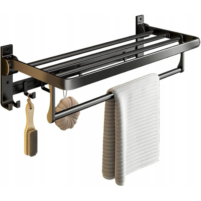 Складаний рушникотримач у ванну кімнату: підвісна штанга з гачками в стилі Лофт