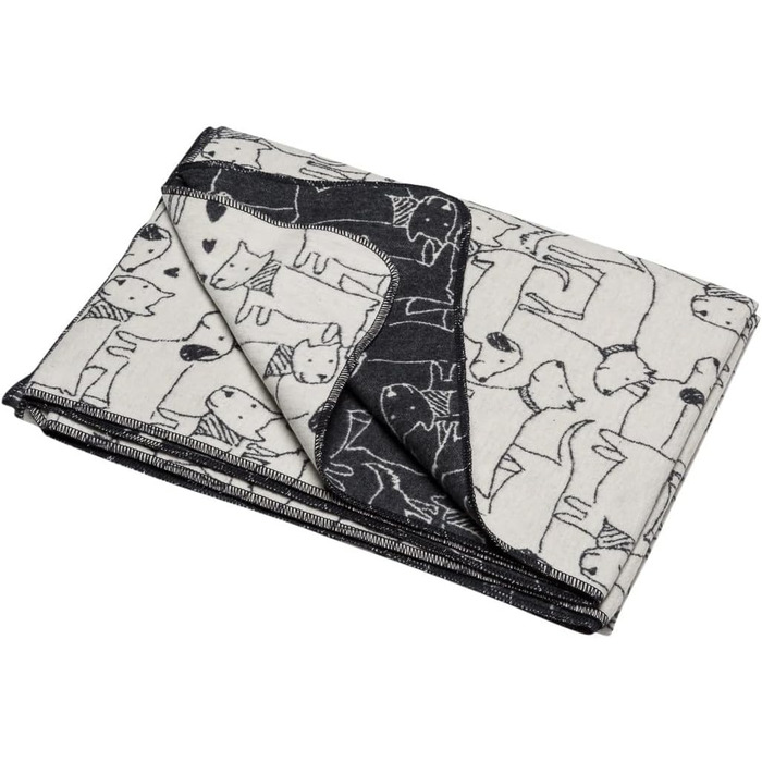 Плед David Fussenegger для дітей та собак Juwel, розмір 140/200 см, колір сиро-білий з візерунком, натуральний/антрацитовий