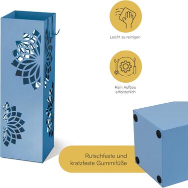 Стійка для парасольки Baroni Home з сучасним дизайном, металева з мандалою, 2 гачки та знімна підставка для збору води, 16 x 16 x 49 см, зелено-блакитна