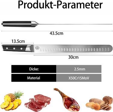 Kitory Hackmesser 18 см, кухонний ніж-сікач з нержавіючої сталі, з ручкою Pakkawood (Mtd01de)
