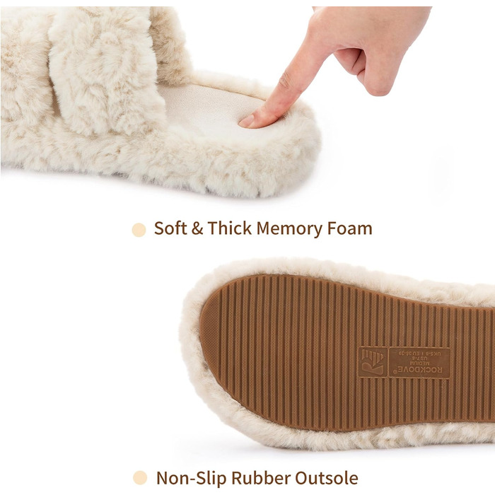 Жіночі м'які капці RockDove з ефектом пам'яті (Memory Foam), бежеві, розмір 36/37 EU