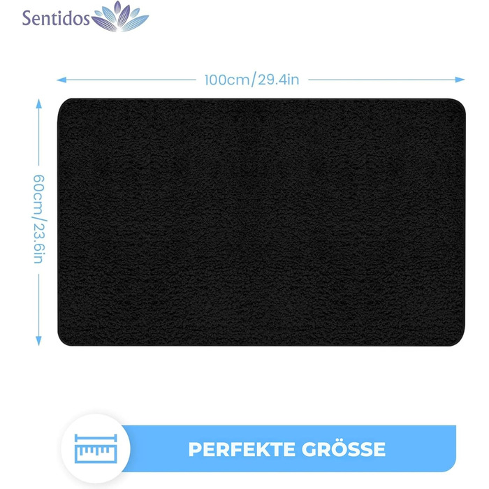 Килимок для ванної Sentidos Vorleger 60 x 100 см, чорний, машинне прання, водопоглинаючий