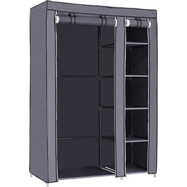 SONGMICS Fabric Closet, XL, Wardrobe, Folding Closet, Camping Closet with Clothes Rod, 110 x 175 x 45 cm, LSF007 (Gray)