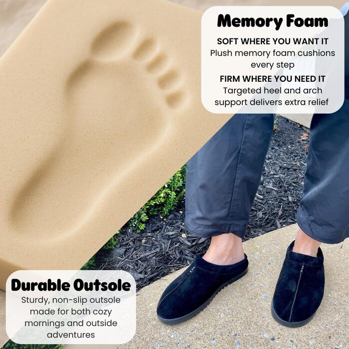 Чоловічі тапочки-клоги Dearfoams з замші для дому та вулиці, розмір 40.5 EU, чорні