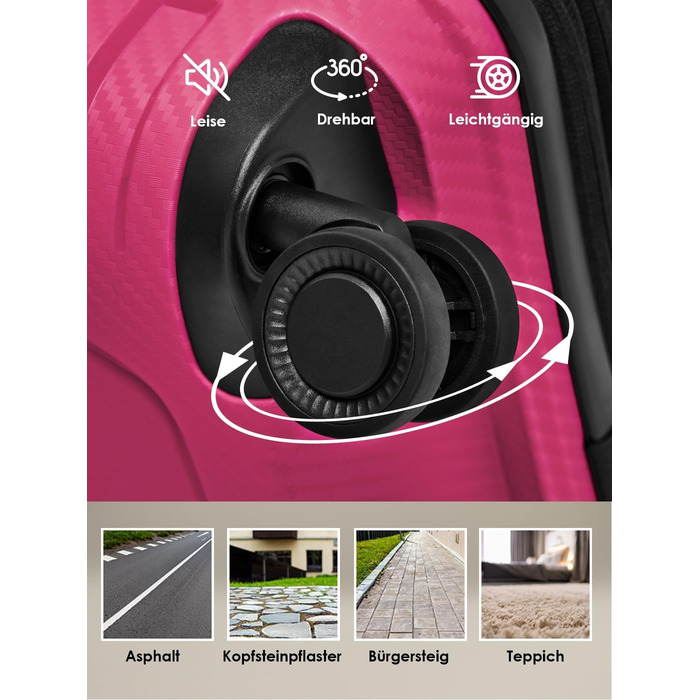 Набір валіз SMARTBOX Hartschalen 3 шт. з розширенням 3 см, з TSA-замком, з відділенням для ноутбука (Рожевий, S (55 см))