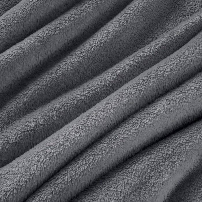 Плед PHF Kuscheldecke: м'який флісовий плед 150x200 см, сертифікат Oeko-Tex, теплий, для дивану, ліжка, софи. Сірий колір.