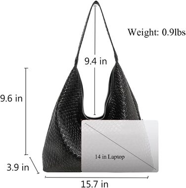 Жіноча сумка-хобо з екошкіри чорного кольору, великої місткості, плечова сумка з ручкою