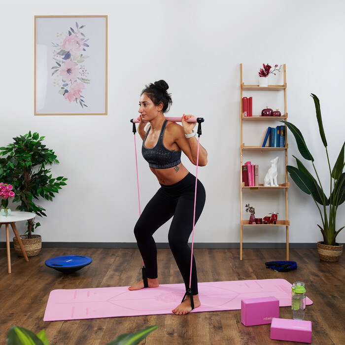 Relaxdays Pilates bar with resistance bands