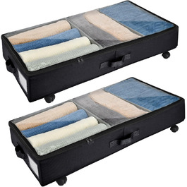 Органайзери для зберігання під ліжком Xtsuen (2 шт.) з металевим каркасом та колесами, велика місткість, для одягу, взуття, ковдр