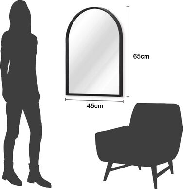 Дзеркало овальне настінне, 45x65 см, чорний, металевий каркас для ванної/вітальні/спальні
