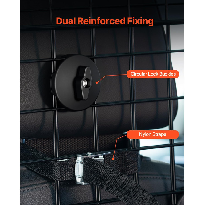 Автобар'єр для собак VEVOR: регульована перегородка, сітка для автомобіля (968 x 405 мм), захист заднього сидіння, універсальний бар'єр для SUV, позашляховиків, вантажівок (складний, 98-162 см * 40 см)