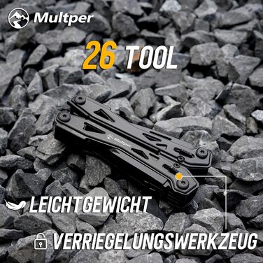 Мультитул 26-в-1 для чоловіків: інструмент EDC з ніжцем, плоскогубцями, кусачками, набором біт для викрутки та іншим. Ідеально для виживання, кемпінгу та повсякденного використання. Виготовлений з нержавіючої сталі, з сумкою для перенесення.