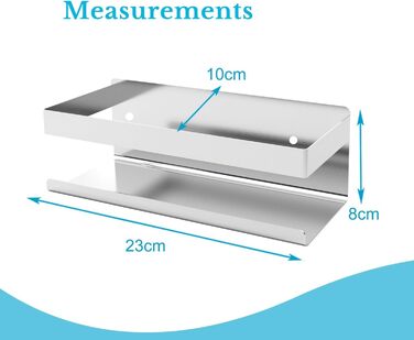 INTIRILIFE Self-Adhesive Shower Shelf in Silver - 23 x 10.5 x 8 cm - Shower Shelf No Drilling, Shampoo Holder Shower Basket Wall Mounting Bathroom Accessories Basket - Rustproof, Stainless Steel Shelf for Bathroom and Kitchen