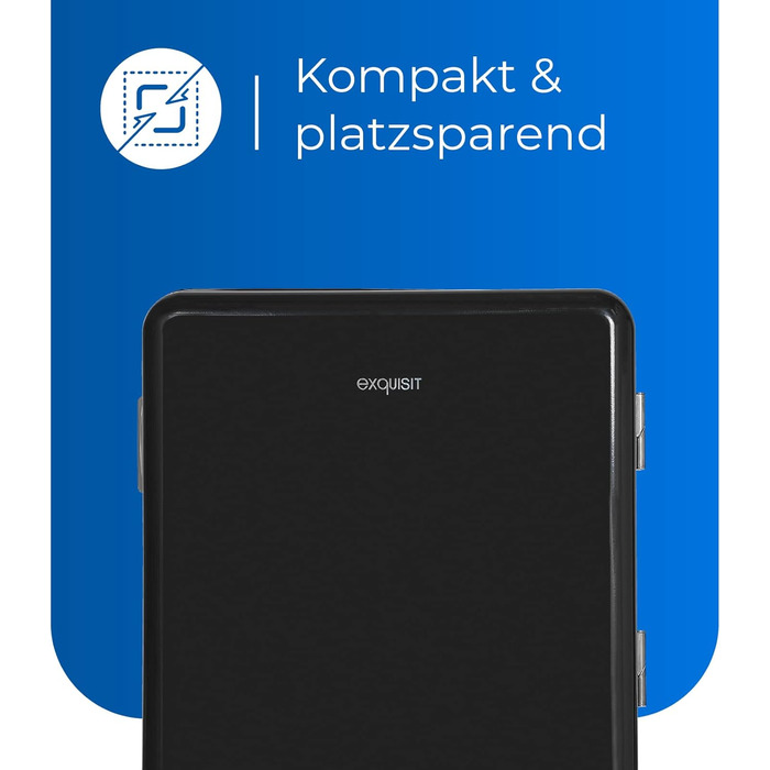 Mini холодильник Exquisit CKB45-0-031F чорного кольору: 47 л, ретро стиль, без морозильної камери