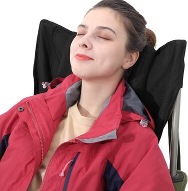 Кемпінговий стілець SONGMICS зі спинкою та підлокітниками, чорний, до 150 кг