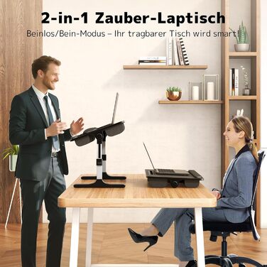 Стіл для ноутбука PUTORSEN - регульований за висотою та кутом нахилу, 58 x 37 см, чорний