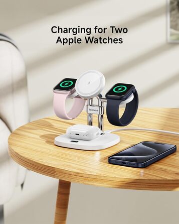 Зарядний пристрій 2 в 1 для Apple Watch та iPhone, SwanScout 709M (Білий)