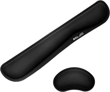 Підставка для зап'ястя ELZO для клавіатури з Memory Foam, ергономічна, для ПК, ноутбука (Чорний, PU)
